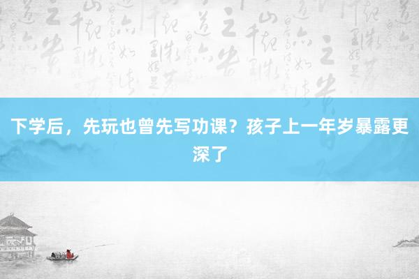 下学后，先玩也曾先写功课？孩子上一年岁暴露更深了