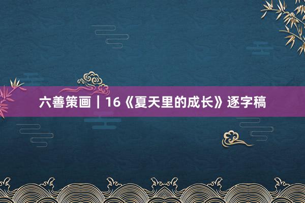 六善策画｜16《夏天里的成长》逐字稿