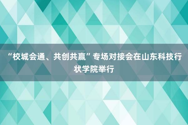 “校城会通、共创共赢”专场对接会在山东科技行状学院举行