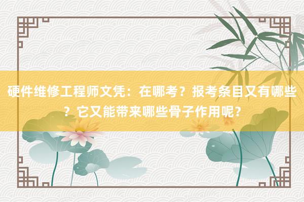 硬件维修工程师文凭：在哪考？报考条目又有哪些？它又能带来哪些骨子作用呢？