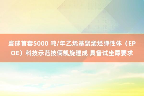 寰球首套5000 吨/年乙烯基聚烯烃弹性体（EPOE）科技示范技俩凯旋建成 具备试坐蓐要求