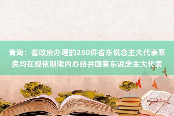 青海：省政府办理的250件省东说念主大代表暴戾均在规依期限内办结并回答东说念主大代表